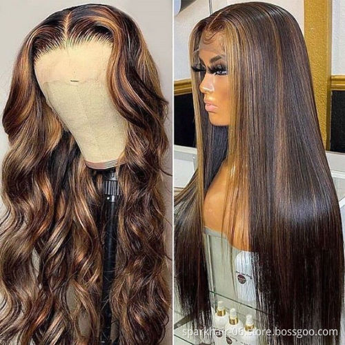 Honey Blonde 13x4 Lace Front Wigs For Black Women Body Wave Straight Deep Wave Curly hair Raw Virgin Human Hair Lace Wigs